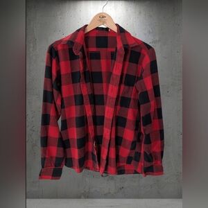 Red and Black Buffalo Plaid Button-Up Shirt